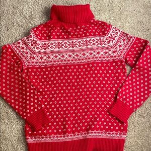 Fair Isle Christmas Red Turtleneck Sweater
